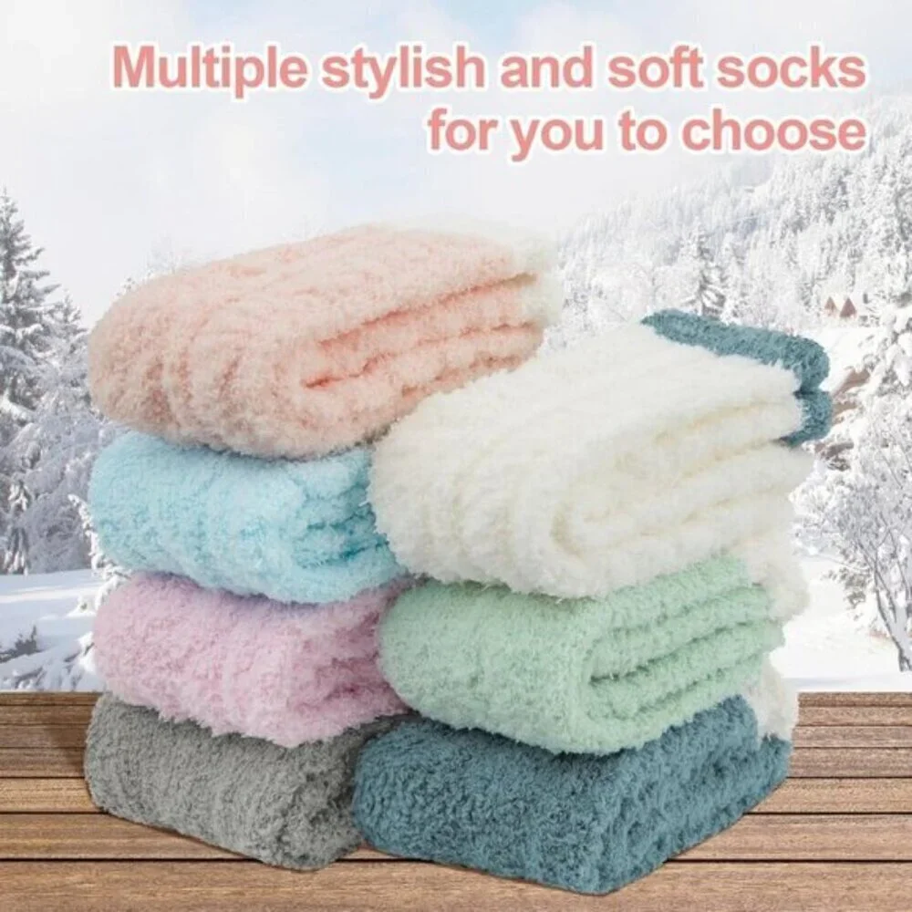 7-Pair Women’s Fuzzy Socks Cozy Fluffy Warm Christmas Gift Set